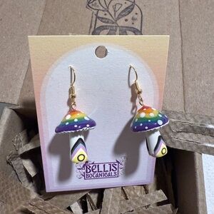 Bellis Botanicals Pride Flag Rainbow Mushroom Earrings